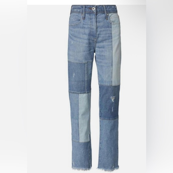 SIMKHAI Patchwork River High Rise Straight Jeans Blue/Mirage - Size 27 Like New